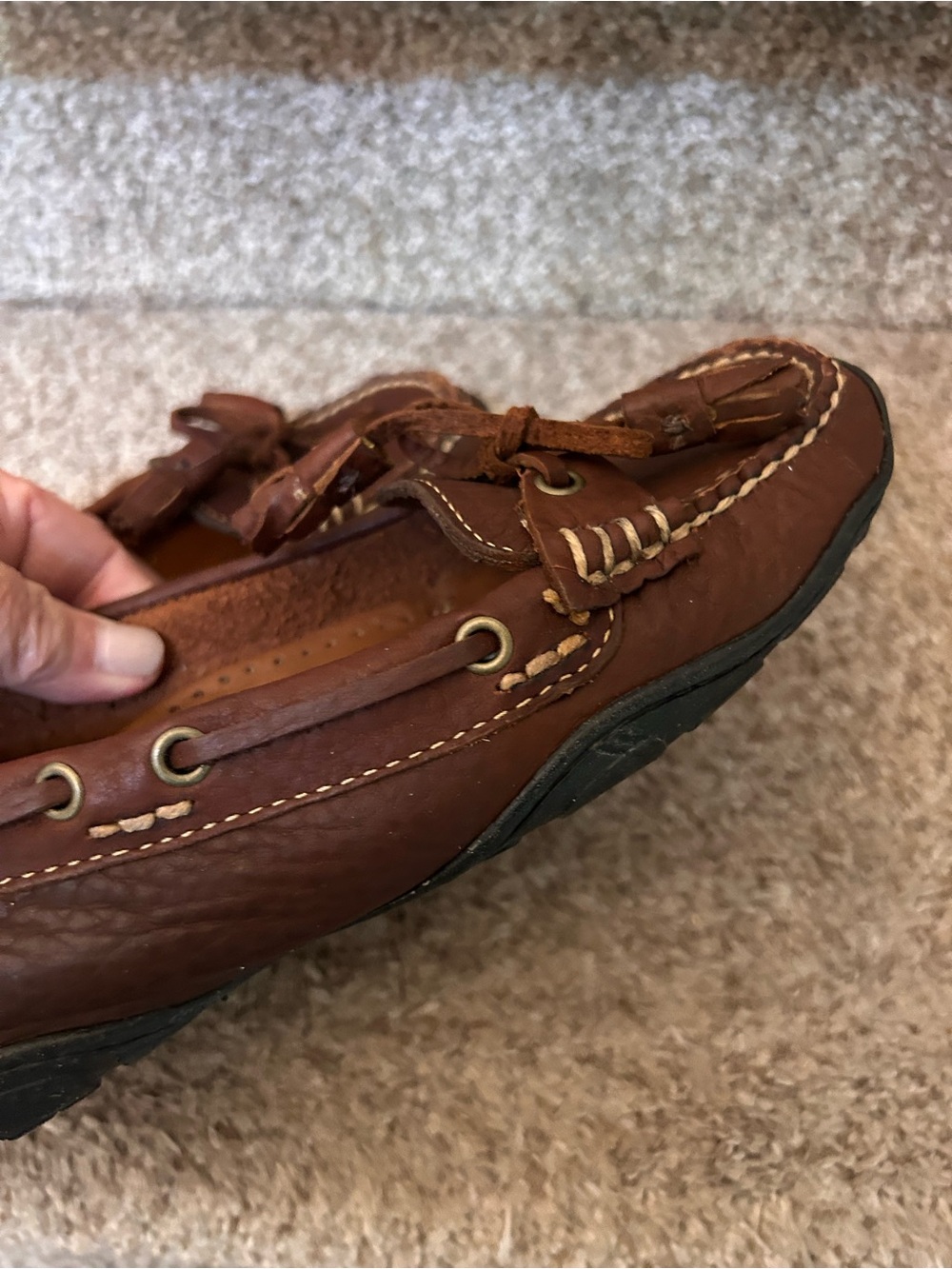 L. L. Bean Leather Moccasin Tassle Driving Loafer.  Boat shoes. Preppy. EUC. SZ6 - Picture 7 of 7